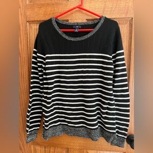 Gap XL Black and White Striped Sweater Cotton